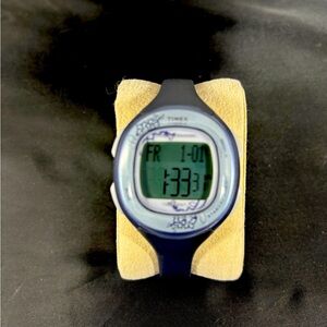 Women’s blue Timex Health Tracker
With large face Easy to read.35mm new w/batt